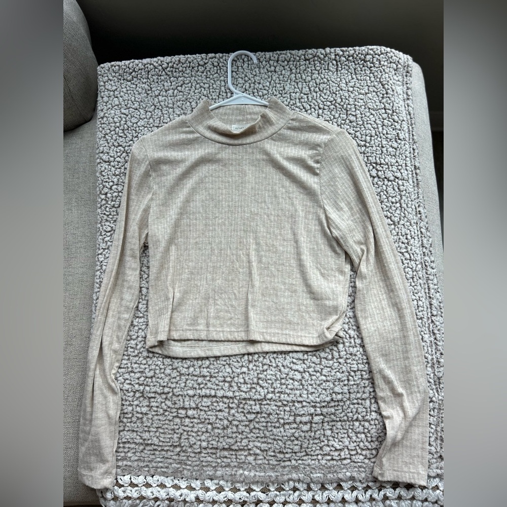 Altar'd State Cream Long Sleeve Blouse